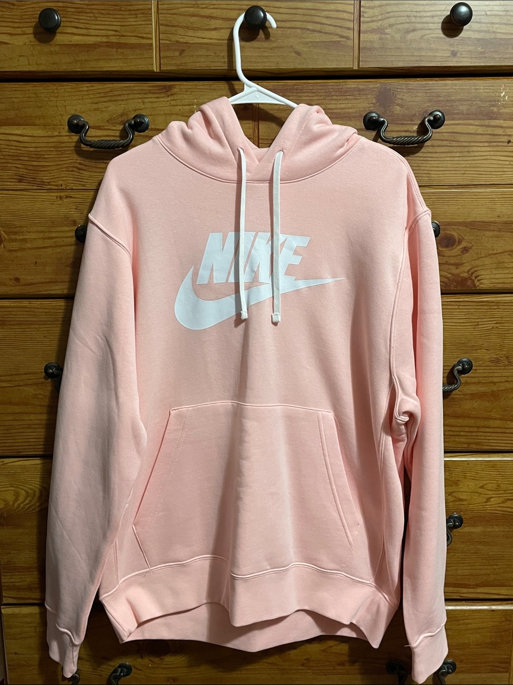 Nike Women's Light Pink Crewneck Hoodie with White Swoosh